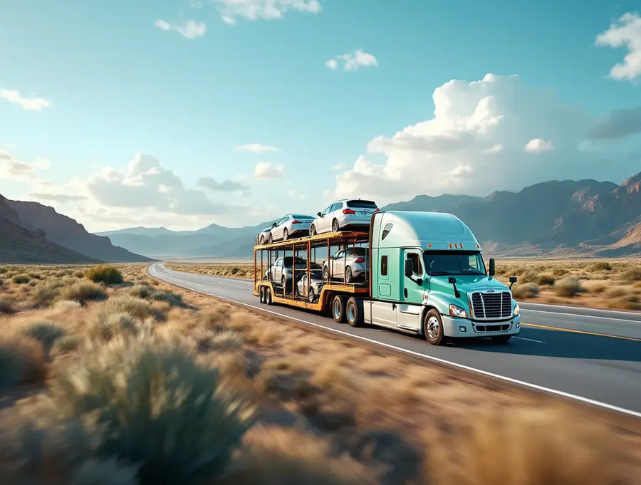 auto carrier loaded for long distance drive